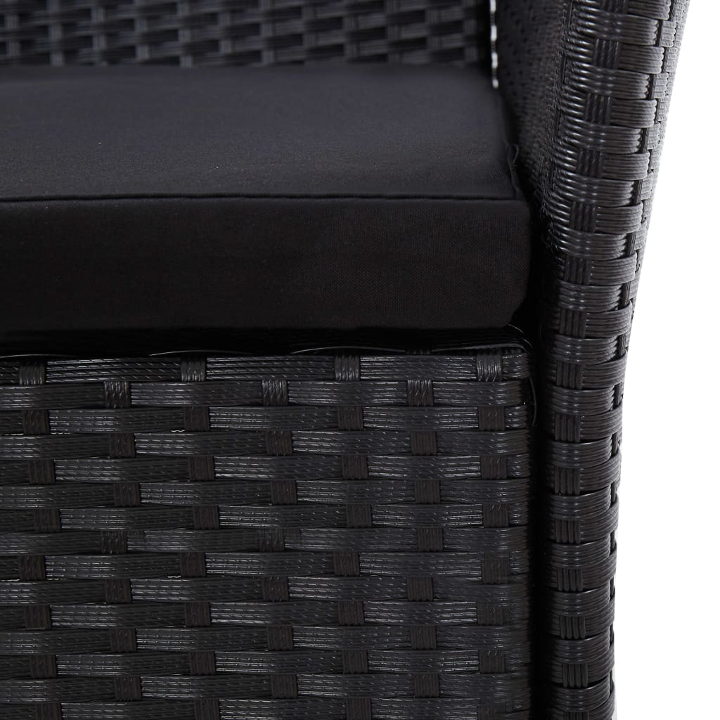 Ensemble à manger d'extérieur 9pcs coussins résine tressée noir - XIOS