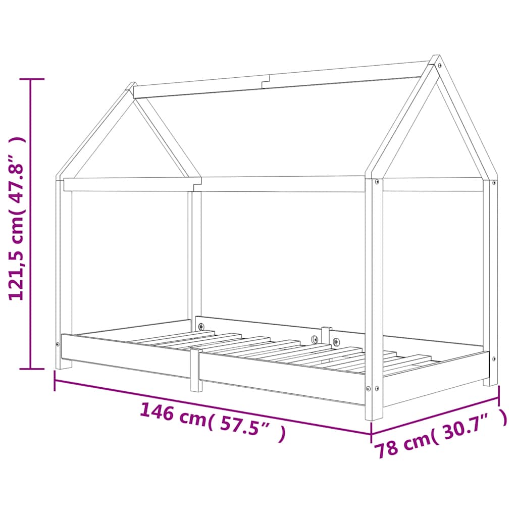 Cadre de lit d'enfant Bois de pin massif 70x140 cm - XIOS