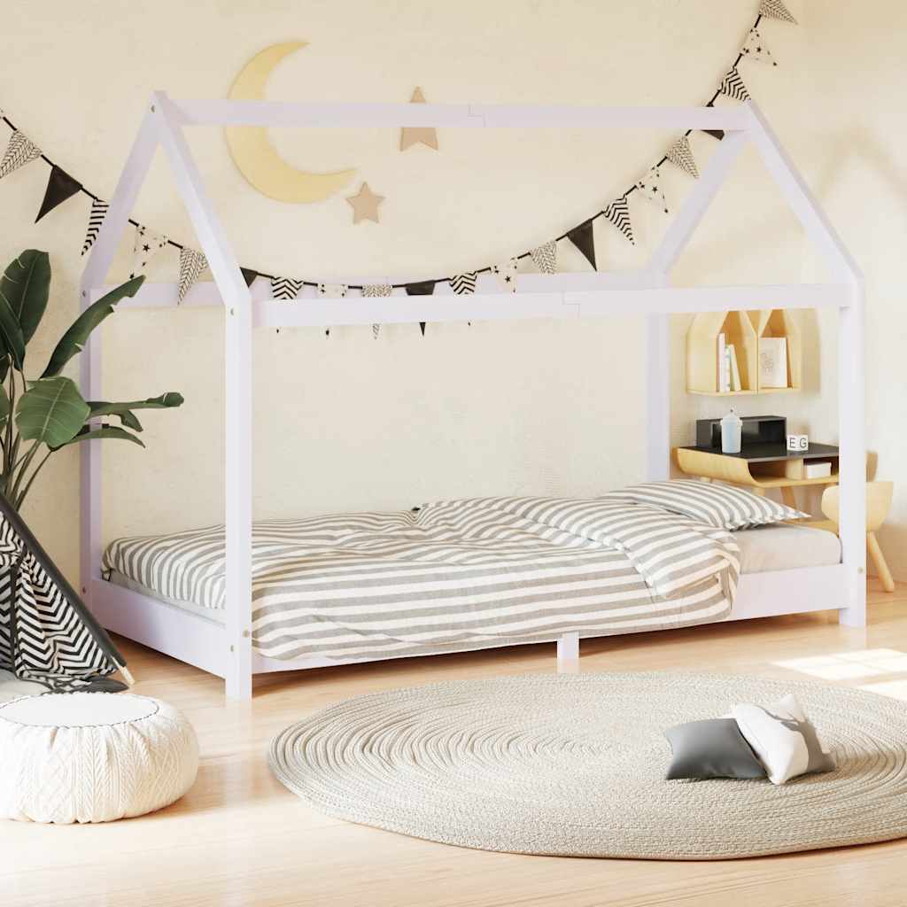 Cadre de lit d'enfant Blanc Bois de pin massif 80x160 cm - XIOS