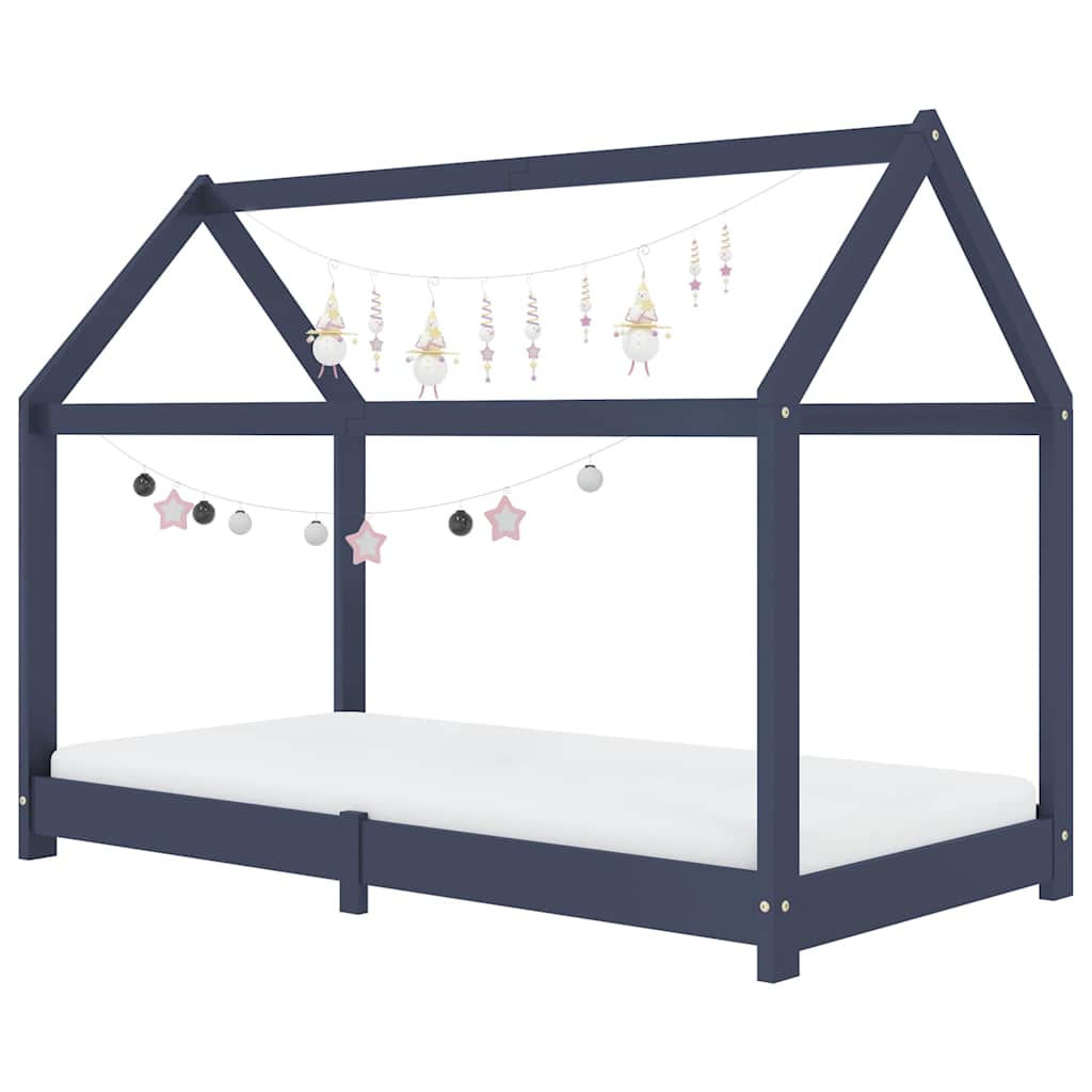 Cadre de lit d'enfant Gris Bois de pin massif 70x140 cm - XIOS