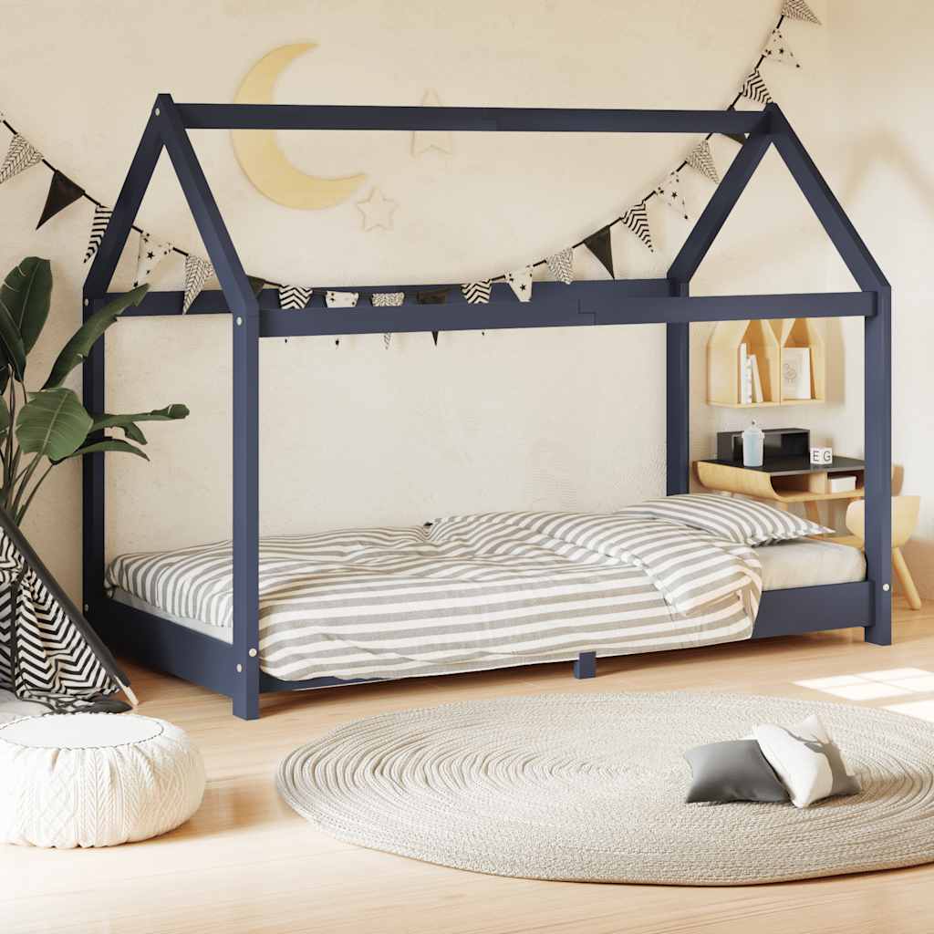 Cadre de lit d'enfant Gris Bois de pin massif 70x140 cm - XIOS