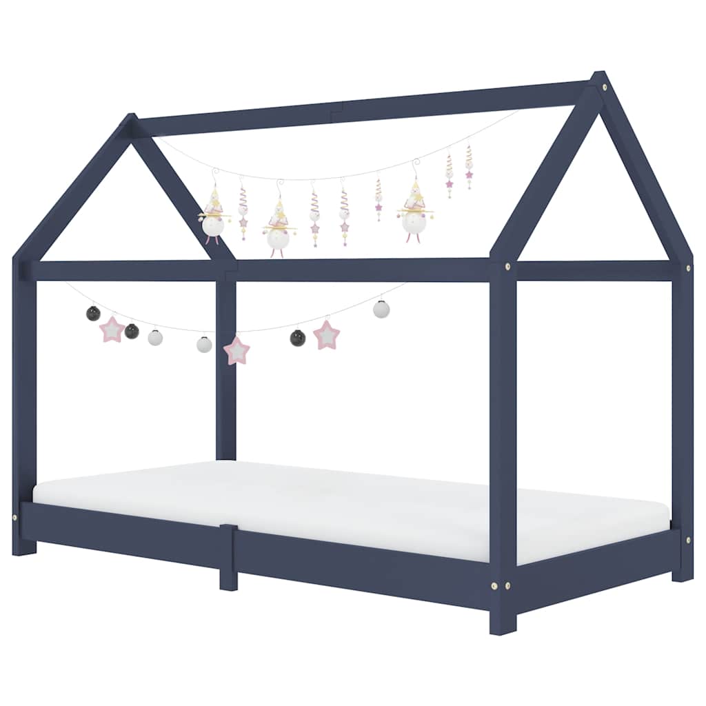Cadre de lit d'enfant Gris Bois de pin massif 80x160 cm - XIOS
