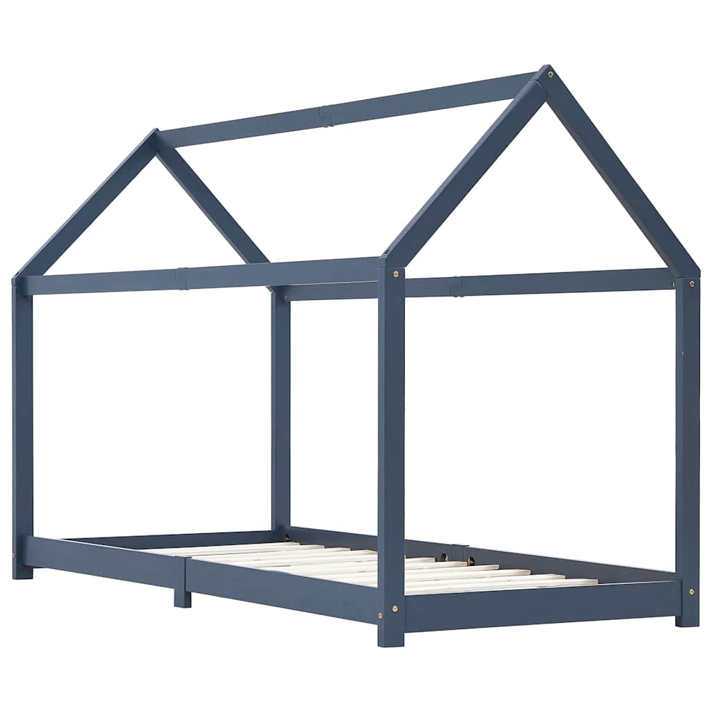 Cadre de lit d'enfant Gris Bois de pin massif 90 x 200 cm - XIOS