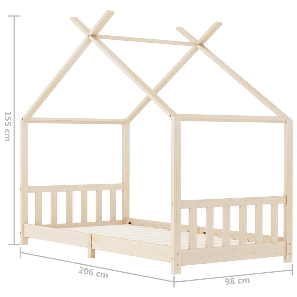 Cadre de lit d'enfant Bois de pin massif 90 x 200 cm Lits bébés et enfants vidaXL