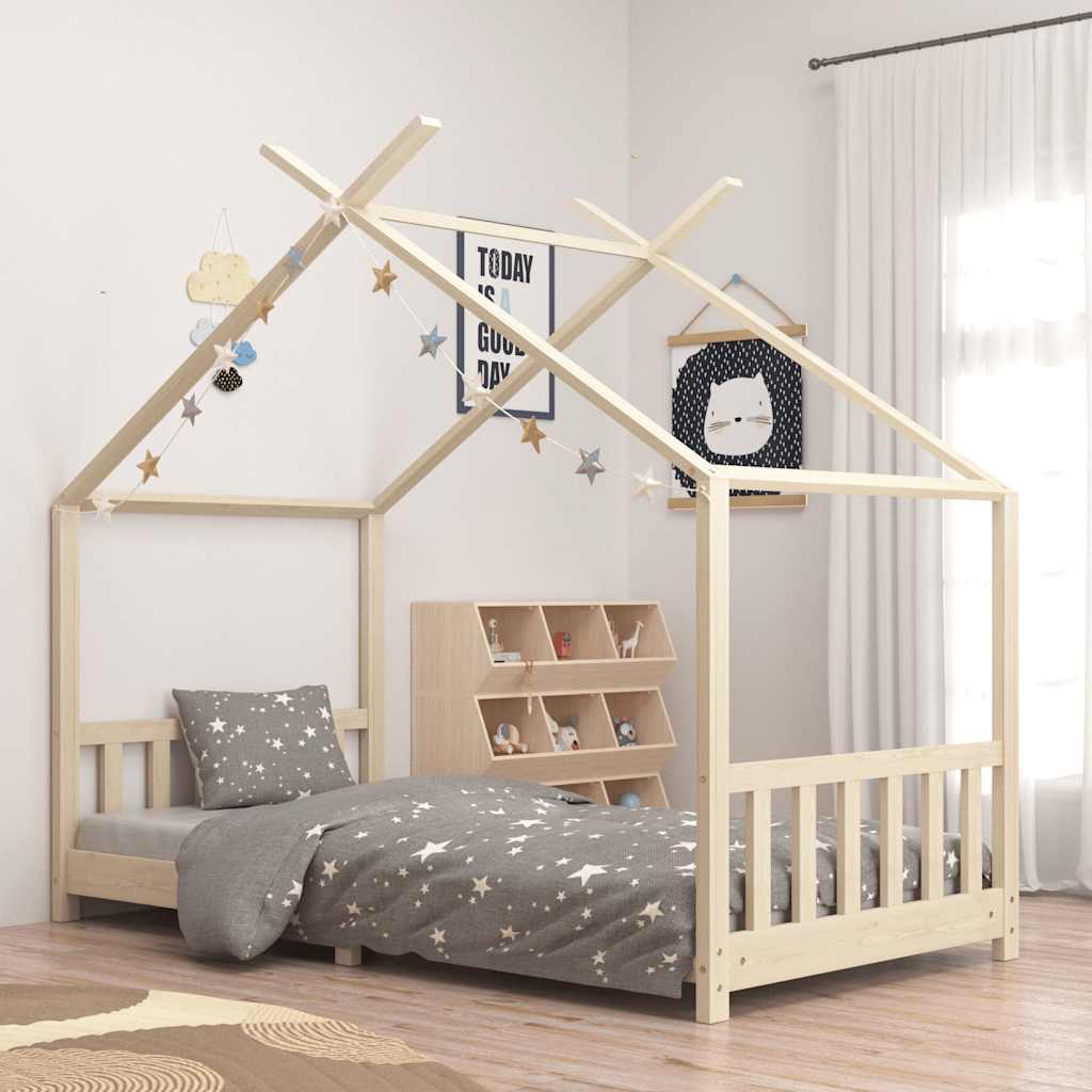 Cadre de lit d'enfant Bois de pin massif 90 x 200 cm Lits bébés et enfants vidaXL