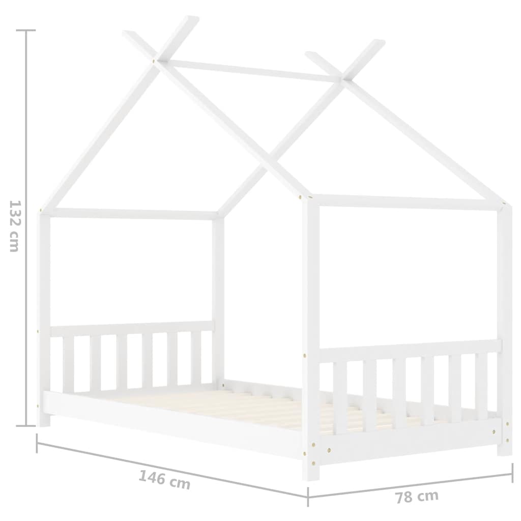 Cadre de lit d'enfant Blanc Bois de pin massif 70x140 cm - XIOS