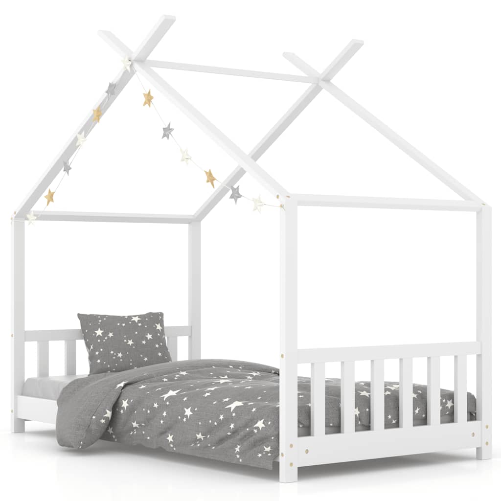 Cadre de lit d'enfant Blanc Bois de pin massif 80x160 cm Lits bébés et enfants vidaXL