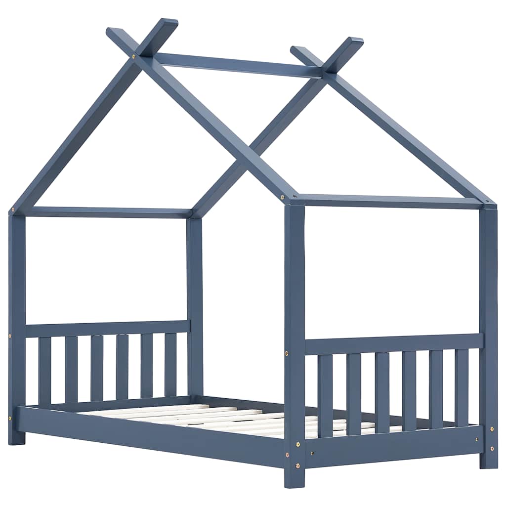 Cadre de lit d'enfant Gris Bois de pin massif 70x140 cm - XIOS