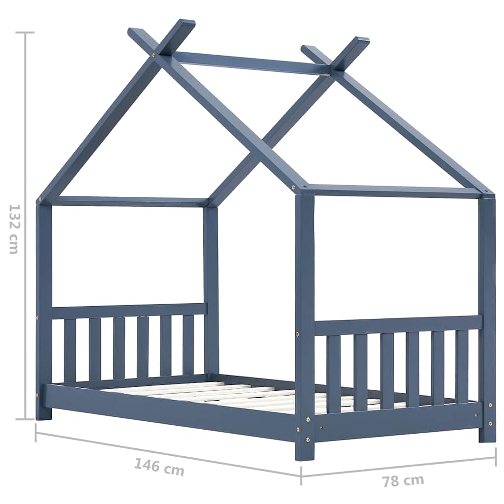 Cadre de lit d'enfant Gris Bois de pin massif 70x140 cm - XIOS