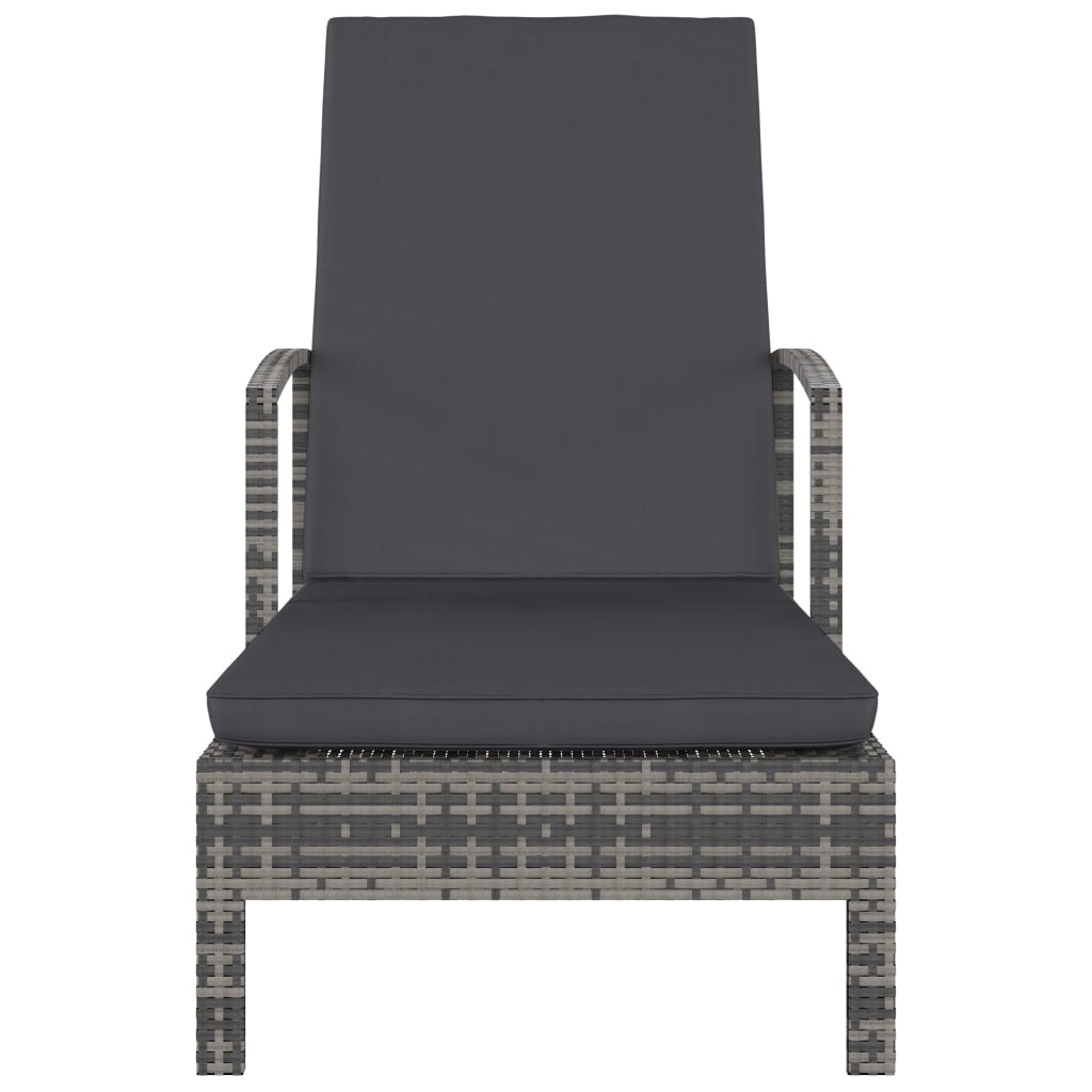 Chaise longue avec accoudoirs Résine tressée Gris Bains de soleil vidaXL