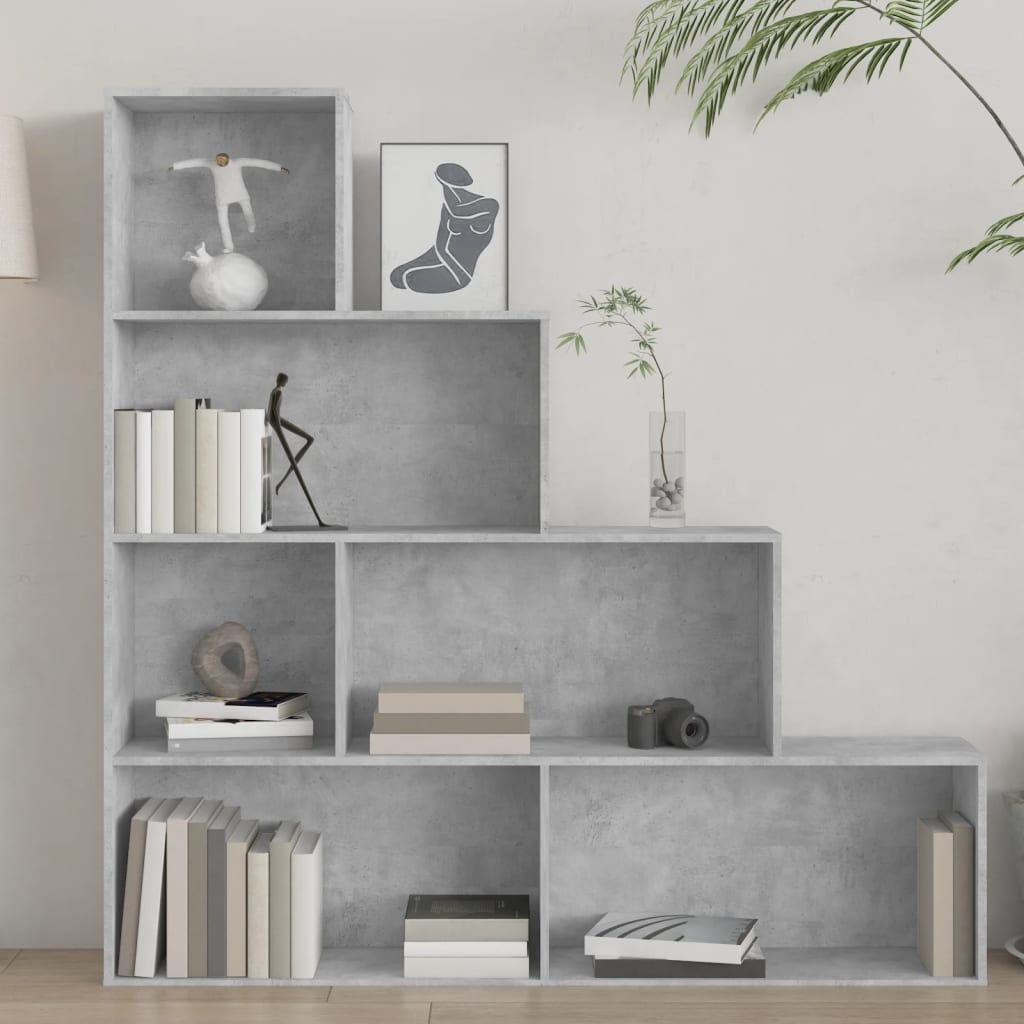 Bibliothèque/Séparateur de pièce Gris béton Bois d'ingénierie - XIOS