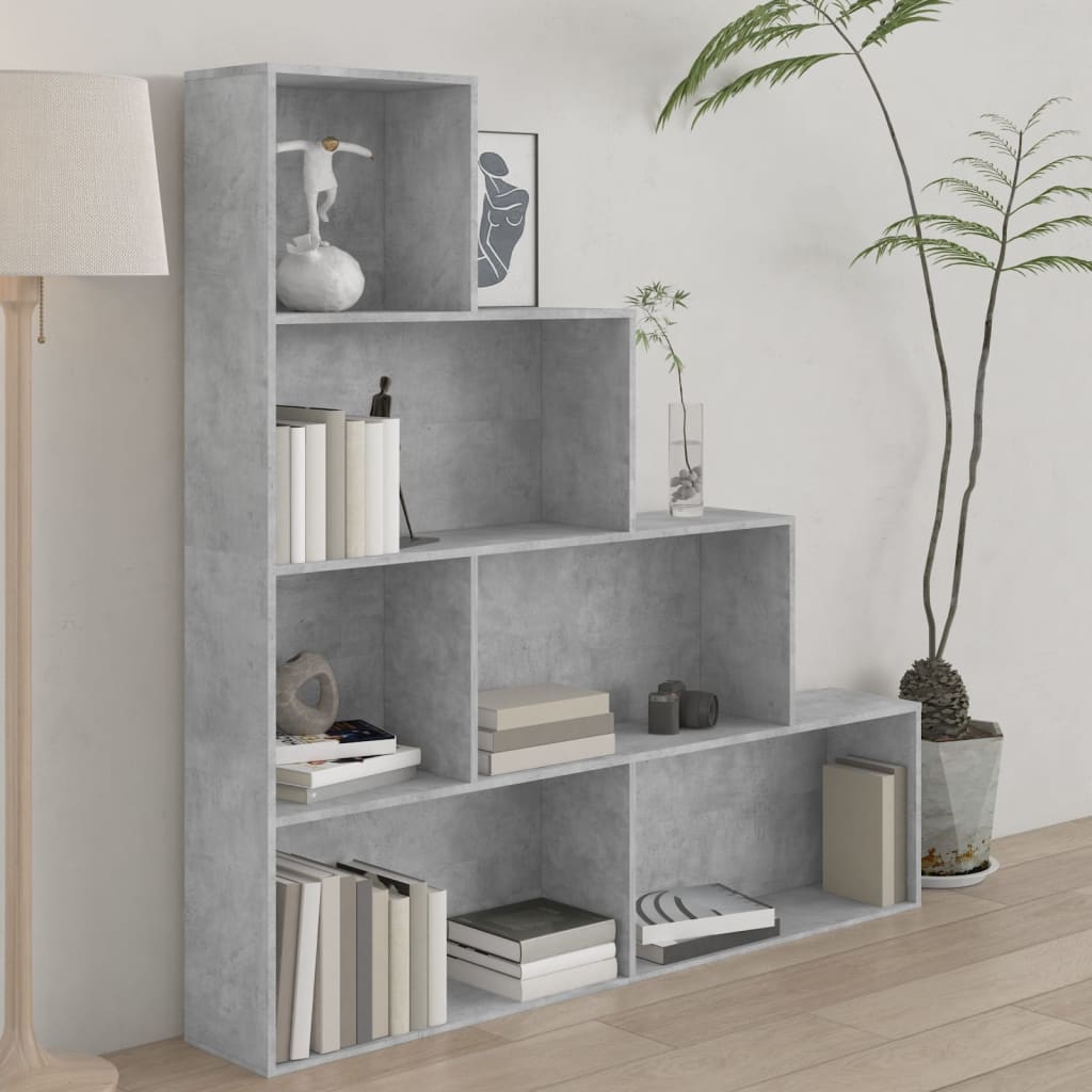 Bibliothèque/Séparateur de pièce Gris béton Bois d'ingénierie - XIOS