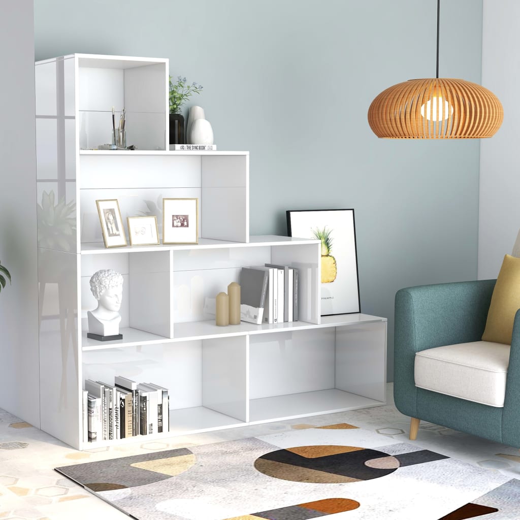 Bibliothèque/Séparateur de pièce Blanc brillant Bois ingénierie - XIOS