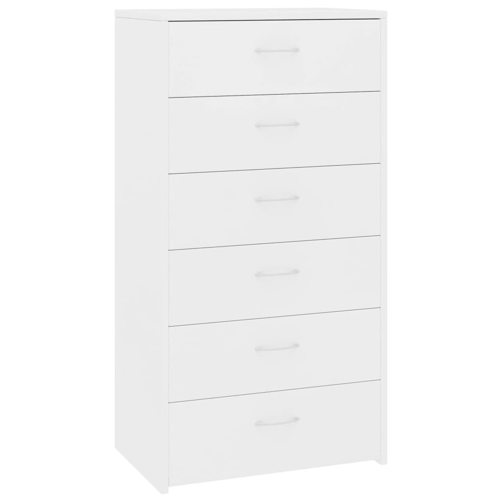 Buffet avec 6 tiroirs Blanc 50x34x96 cm Bois d'ingénierie - XIOS