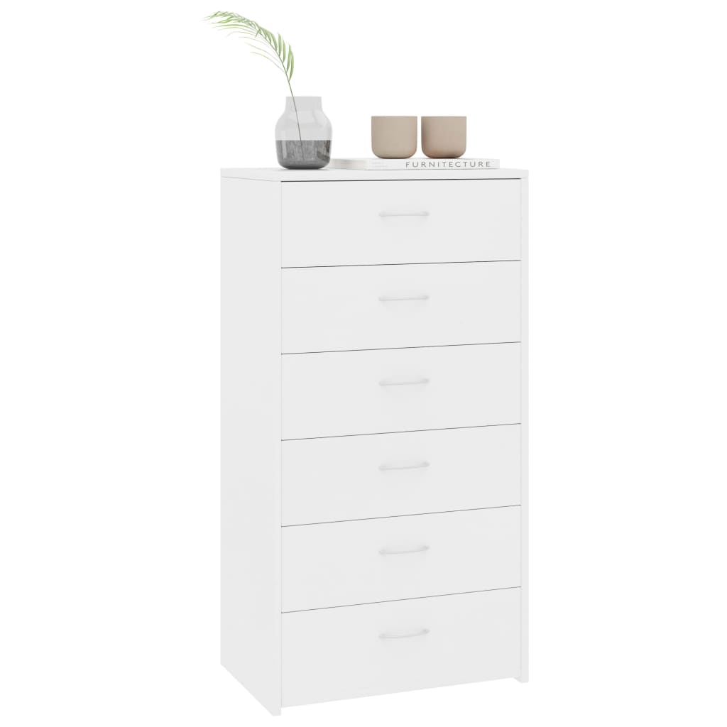 Buffet avec 6 tiroirs Blanc 50x34x96 cm Bois d'ingénierie - XIOS
