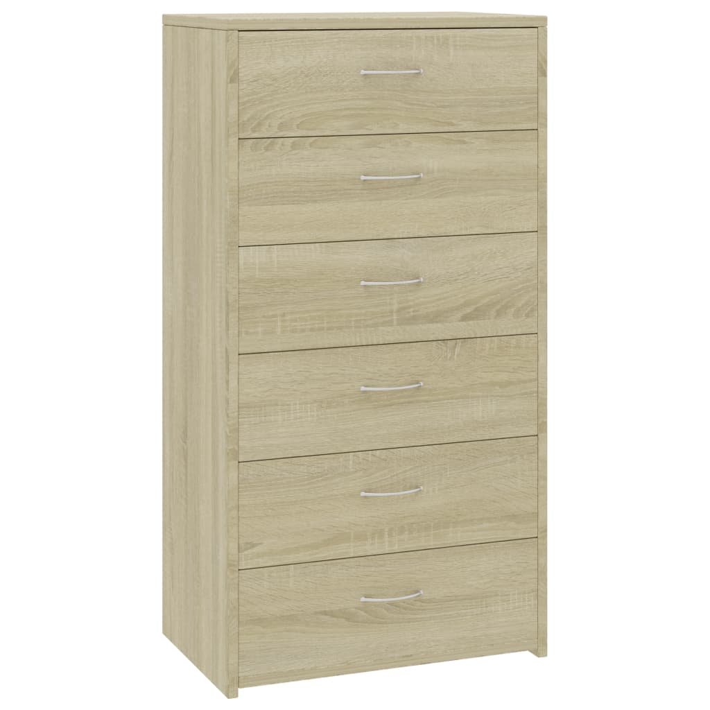 Buffet avec 6 tiroirs Chêne sonoma 50x34x96cm Bois d'ingénierie - XIOS