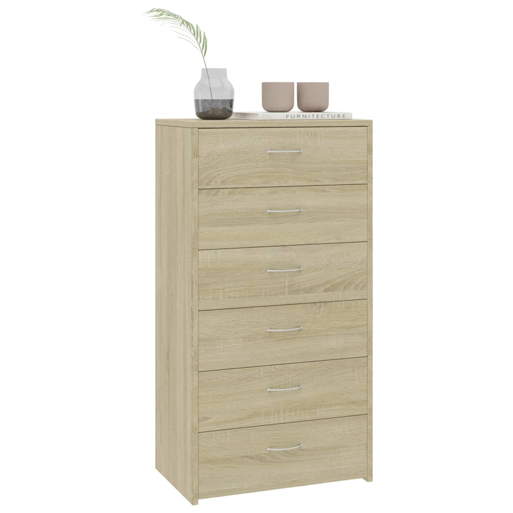 Buffet avec 6 tiroirs Chêne sonoma 50x34x96cm Bois d'ingénierie - XIOS