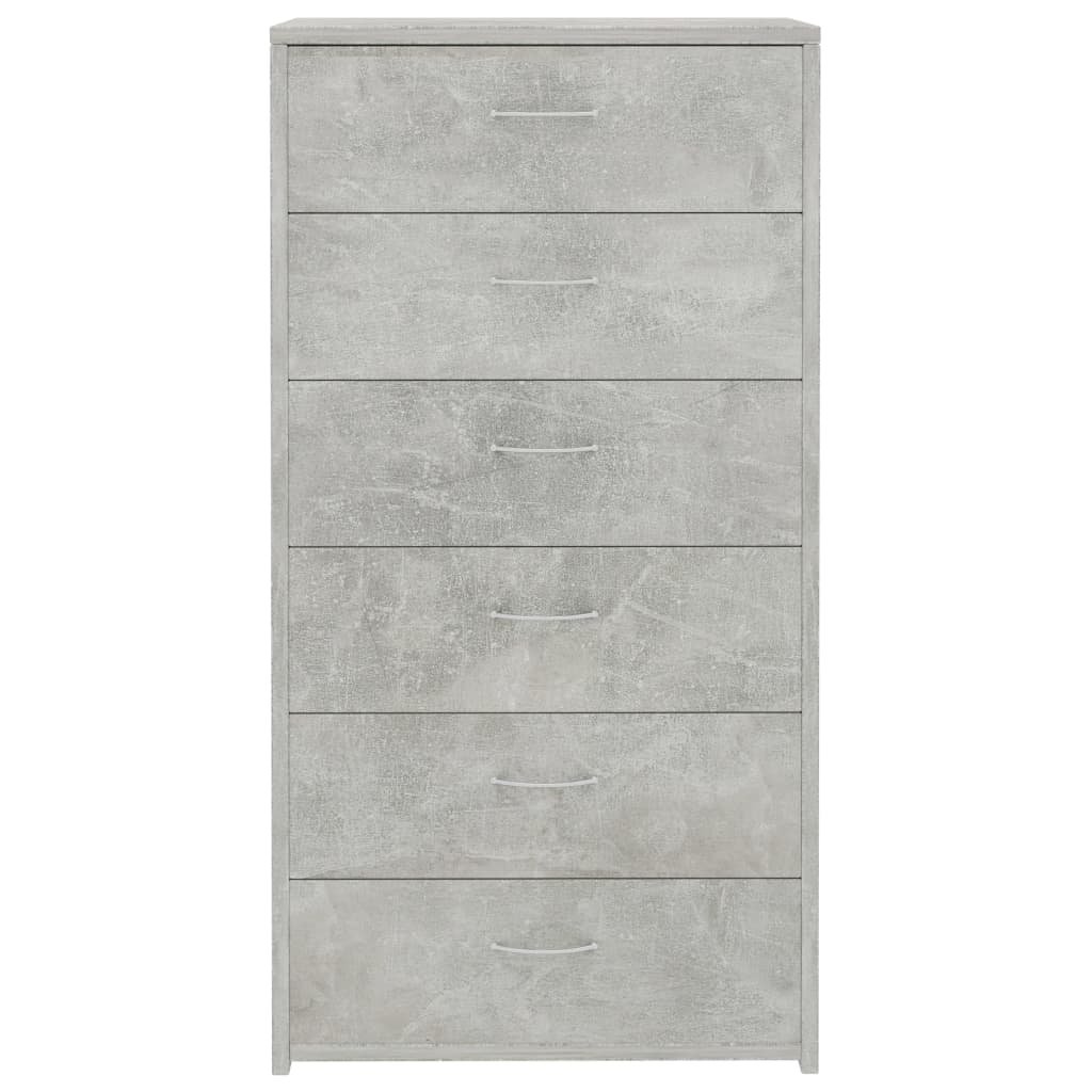 Buffet avec 6 tiroirs Gris béton 50x34x96 cm Bois d'ingénierie - XIOS