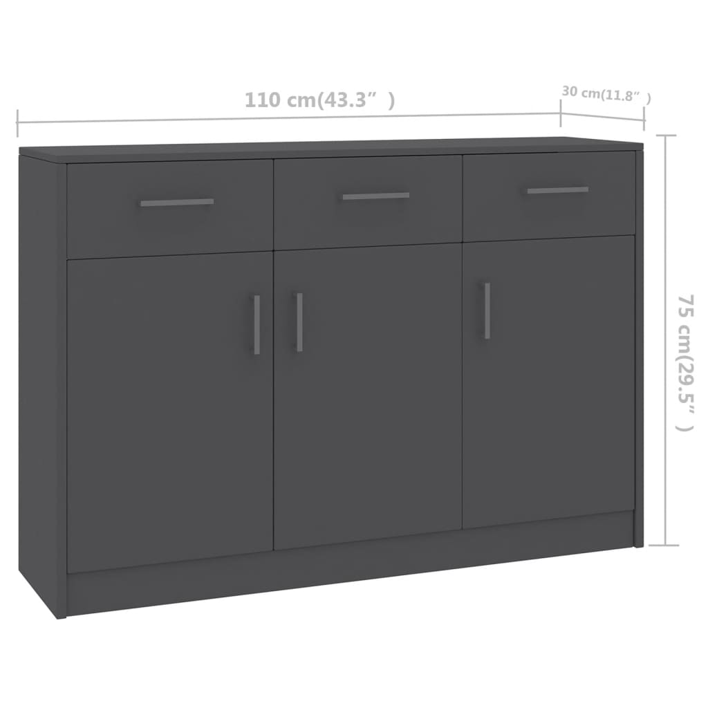 Buffet Gris 110x30x75 cm Bois d’ingénierie - XIOS