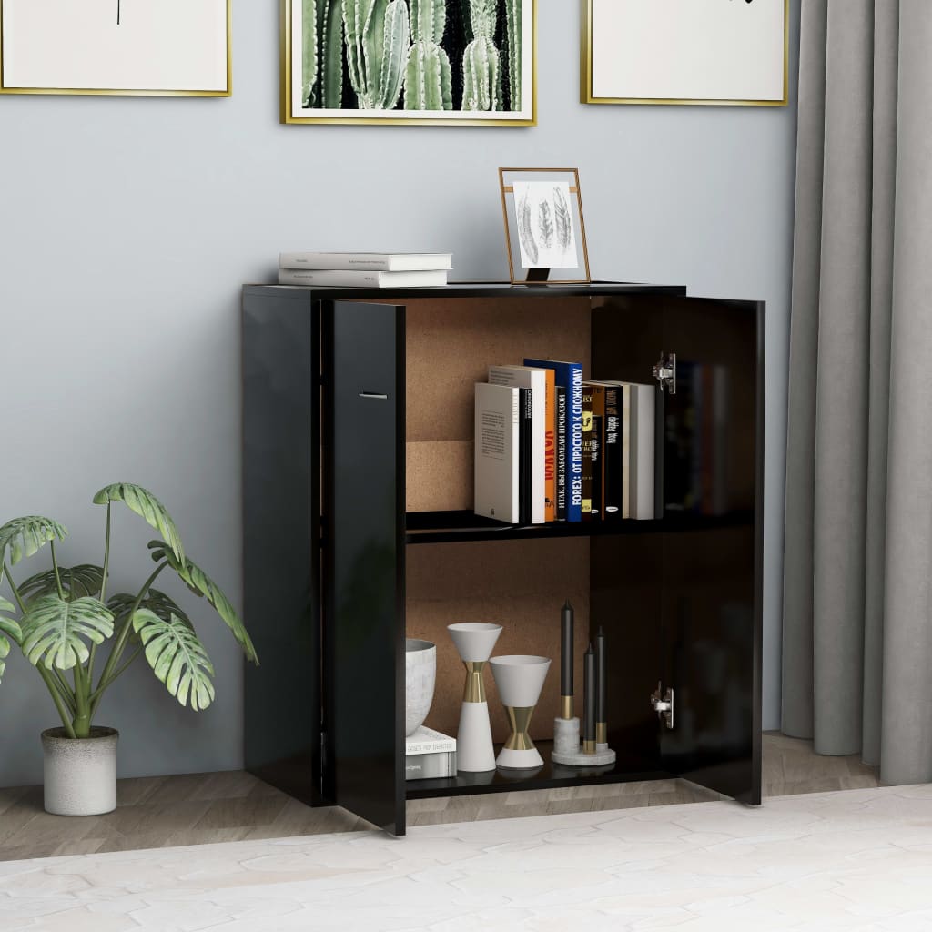 Buffet noir 60x30x75 cm bois d'ingénierie - XIOS
