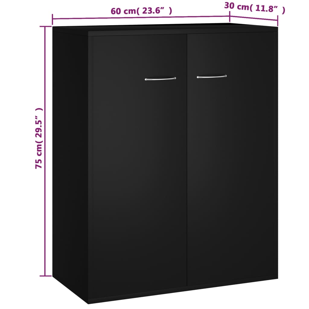 Buffet noir 60x30x75 cm bois d'ingénierie - XIOS