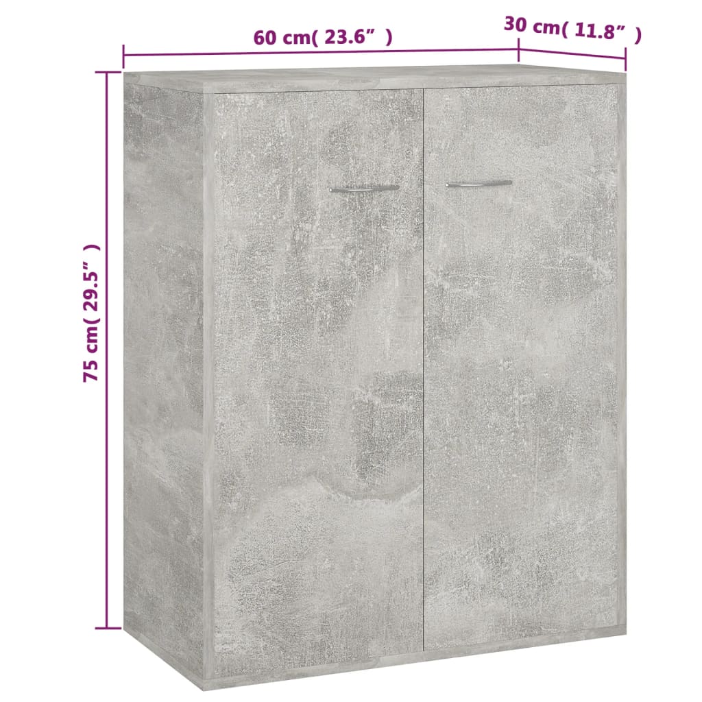 Buffet Gris béton 60x30x75 cm Bois d'ingénierie - XIOS