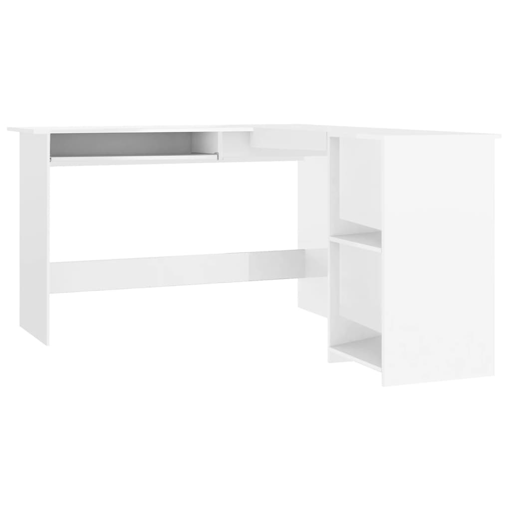 Bureau d'angle en forme de L Blanc brillant Bois d'ingénierie Bureaux vidaXL