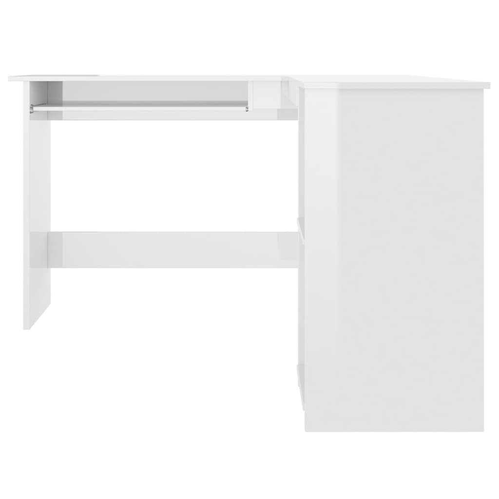 Bureau d'angle en forme de L Blanc brillant Bois d'ingénierie Bureaux vidaXL