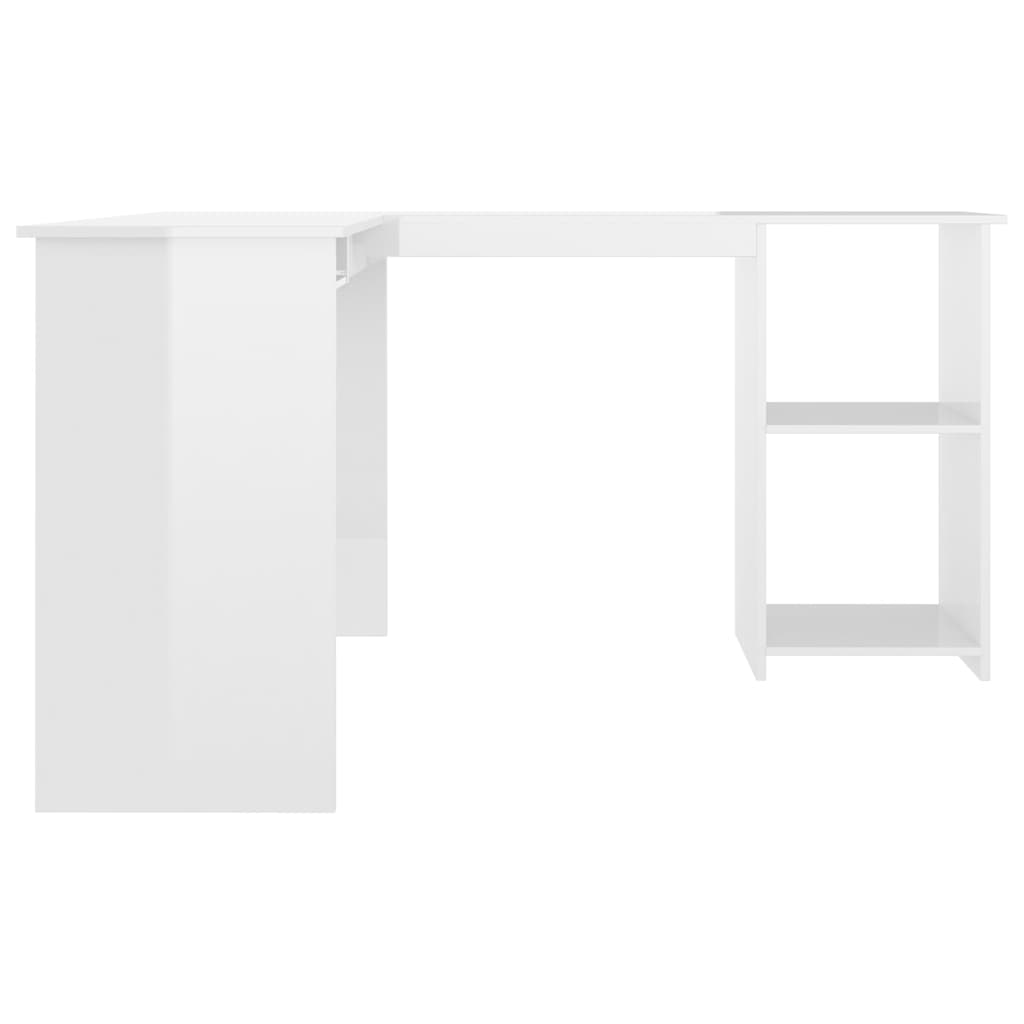 Bureau d'angle en forme de L Blanc brillant Bois d'ingénierie Bureaux vidaXL