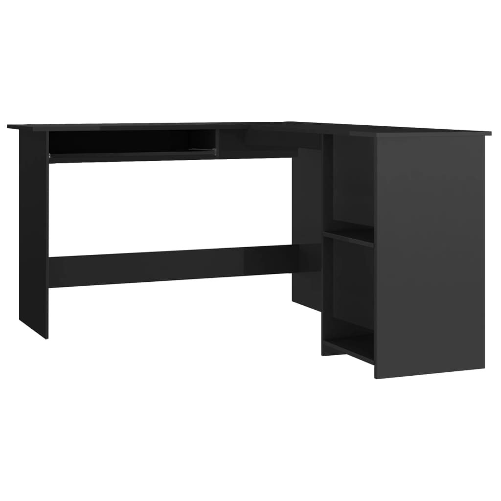 Bureau d'angle forme de L Noir brillant 120x140x75cm Aggloméré - XIOS