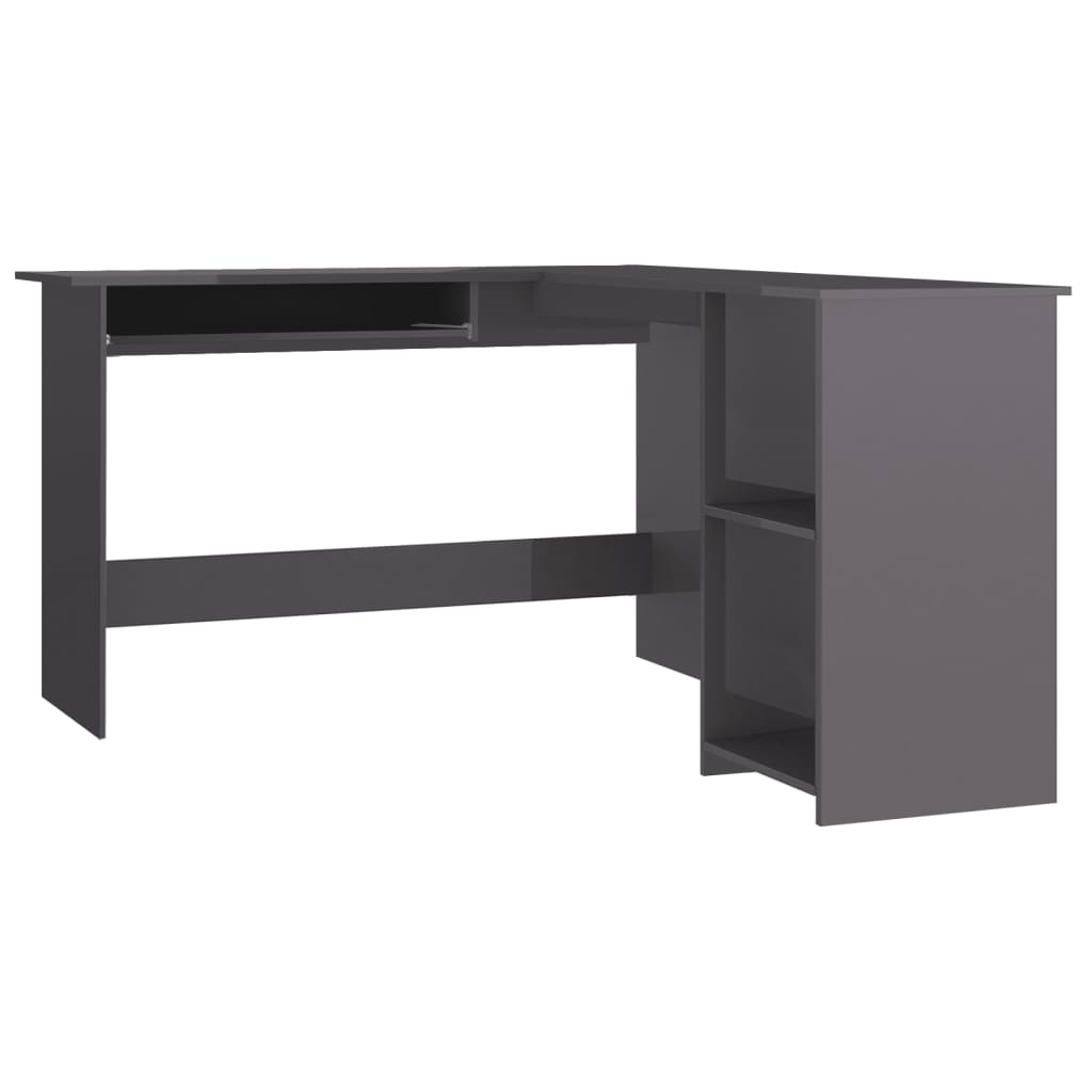 Bureau d'angle forme de L Gris brillant 120x140x75cm Aggloméré - XIOS