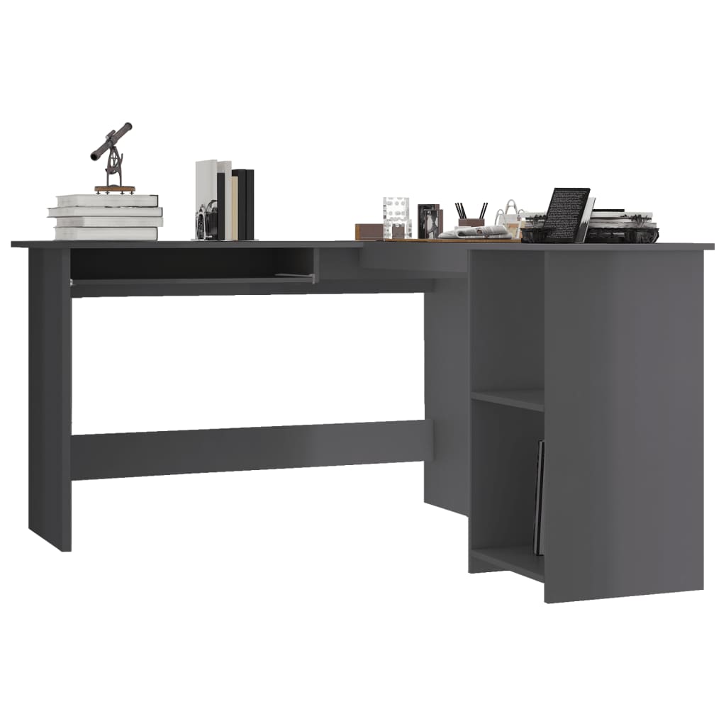 Bureau d'angle forme de L Gris brillant 120x140x75cm Aggloméré - XIOS
