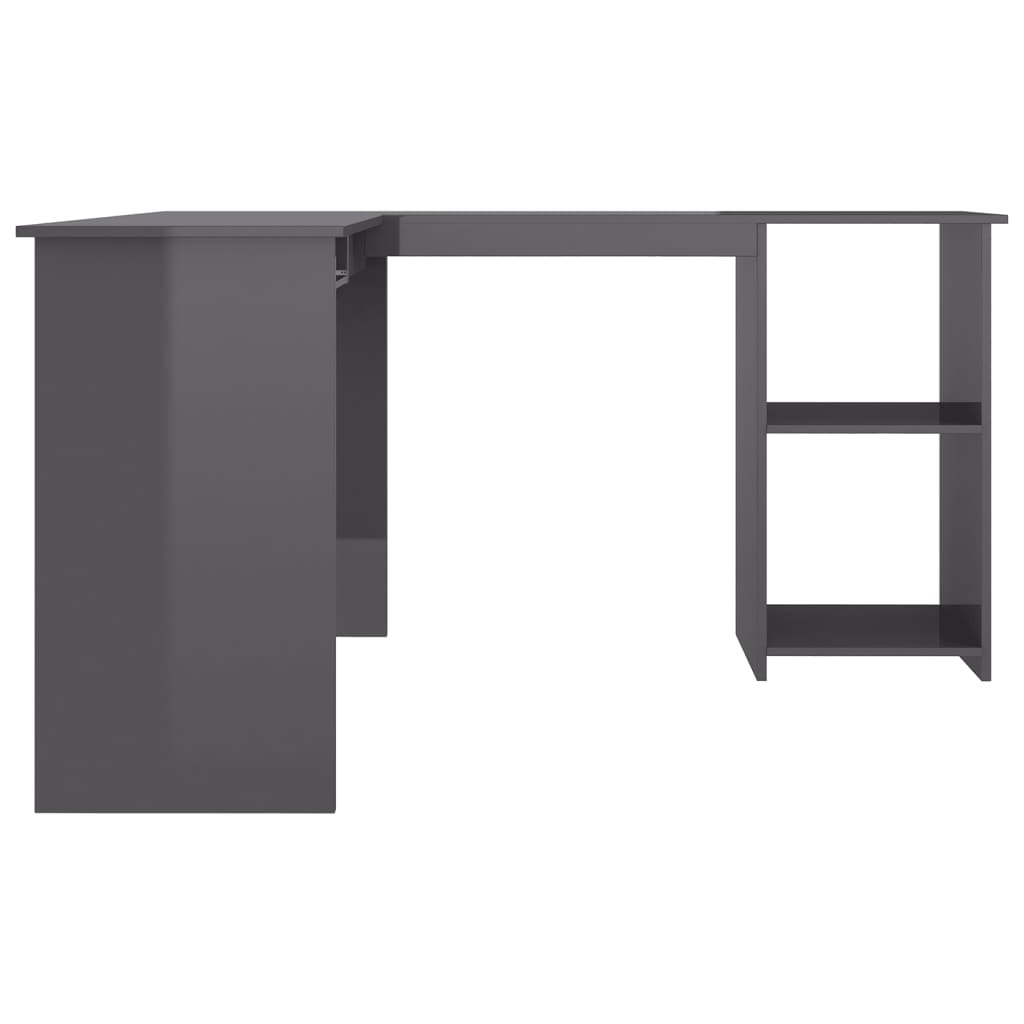 Bureau d'angle forme de L Gris brillant 120x140x75cm Aggloméré - XIOS