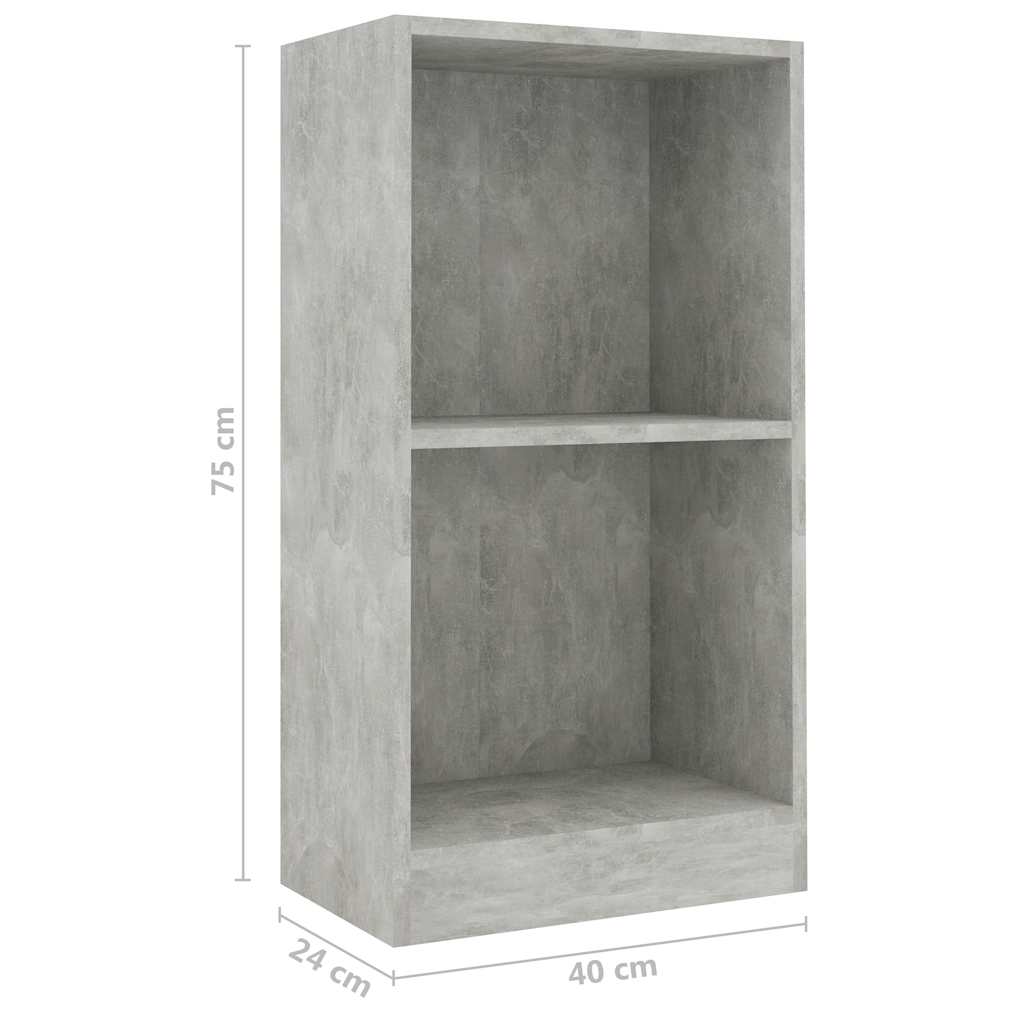 Bibliothèque gris béton 40x24x75 cm bois d'ingénierie - XIOS