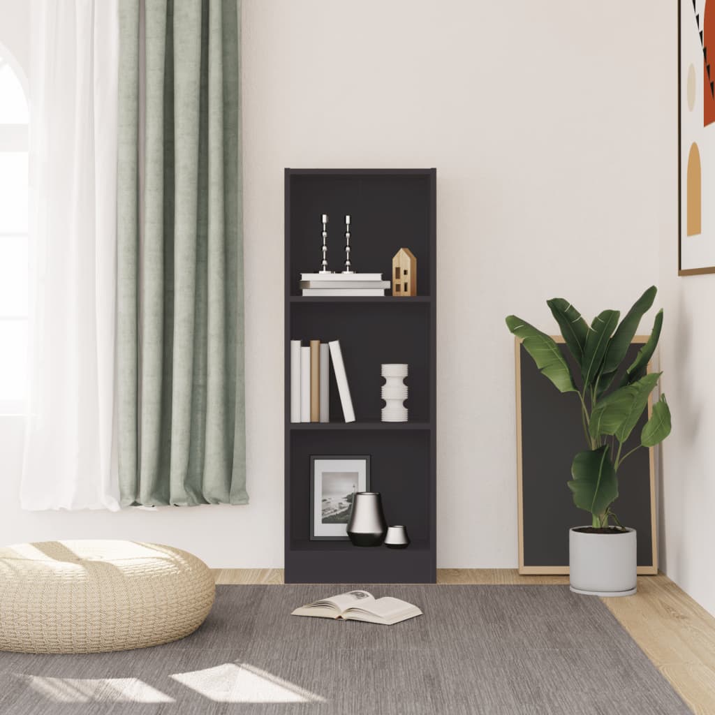 Bibliothèque à 3 niveaux gris 40x24x109 cm bois d'ingénierie - XIOS