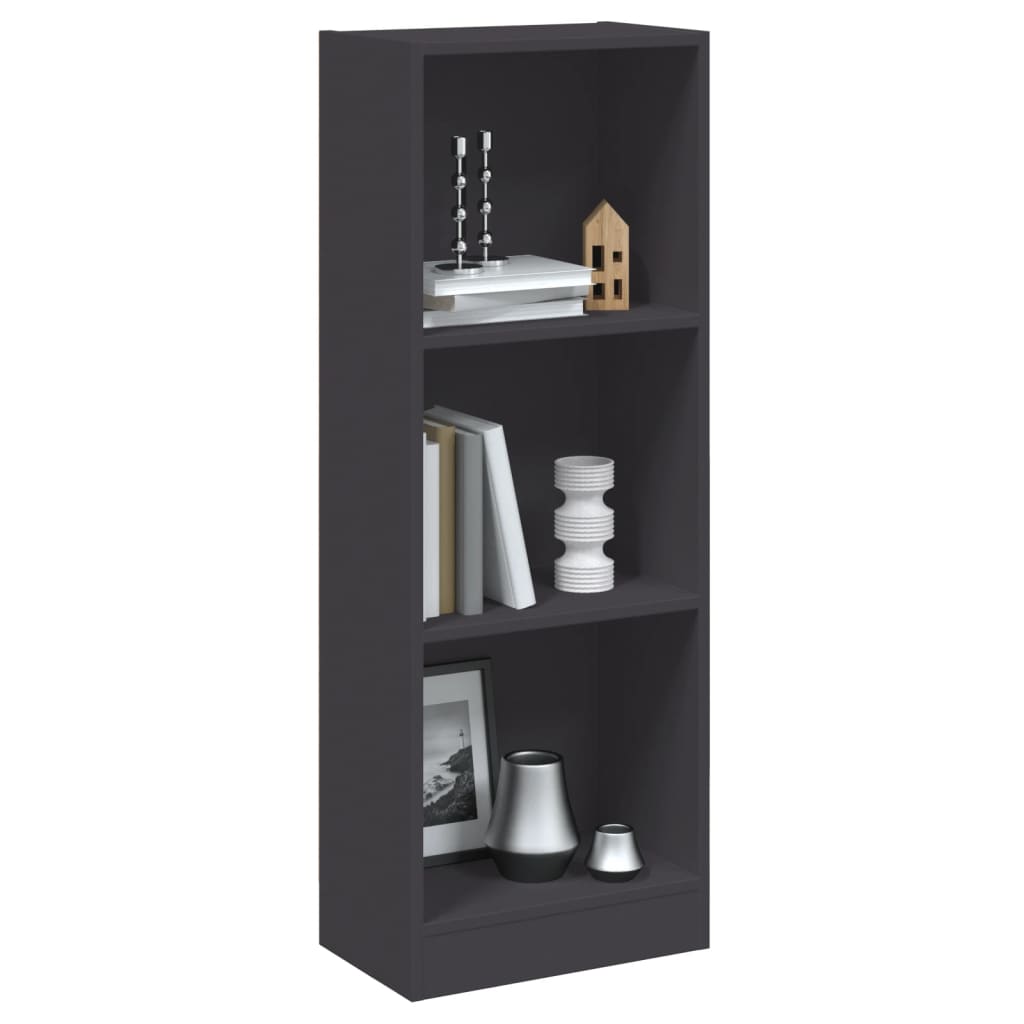 Bibliothèque à 3 niveaux gris 40x24x109 cm bois d'ingénierie - XIOS