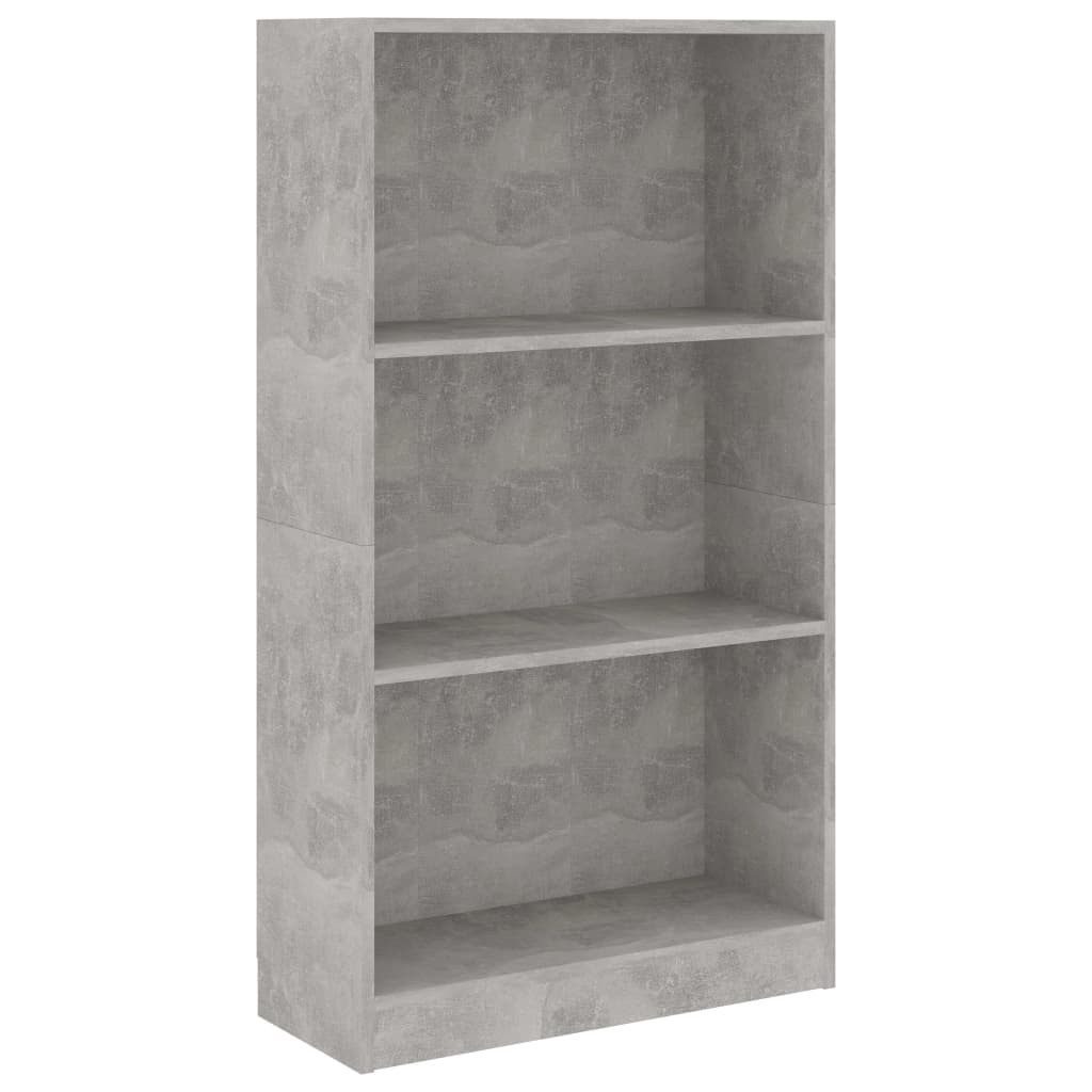 Bibliothèque 3 niveaux Gris béton 60x24x109cm Bois d'ingénierie - XIOS