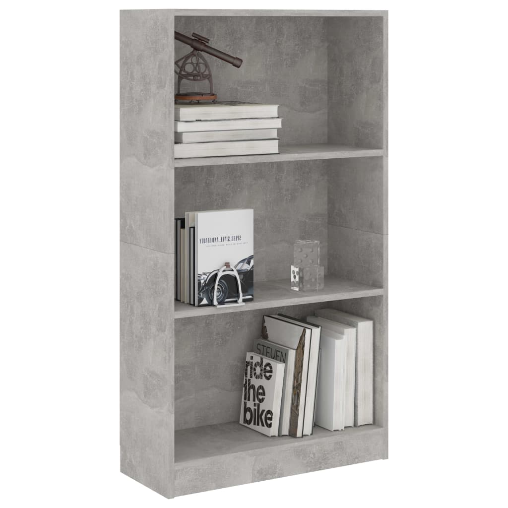 Bibliothèque 3 niveaux Gris béton 60x24x109cm Bois d'ingénierie - XIOS