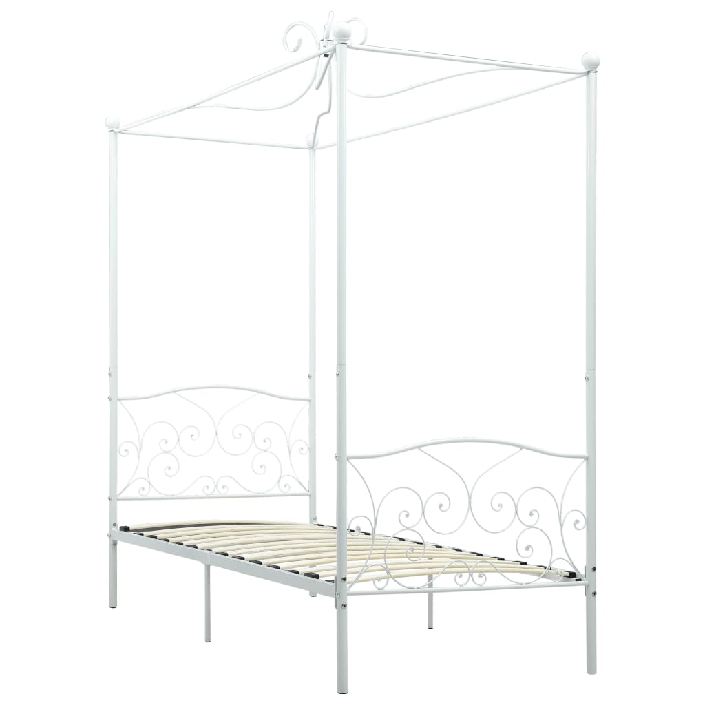 Cadre de lit à baldaquin sans matelas blanc métal 90x200 cm - XIOS