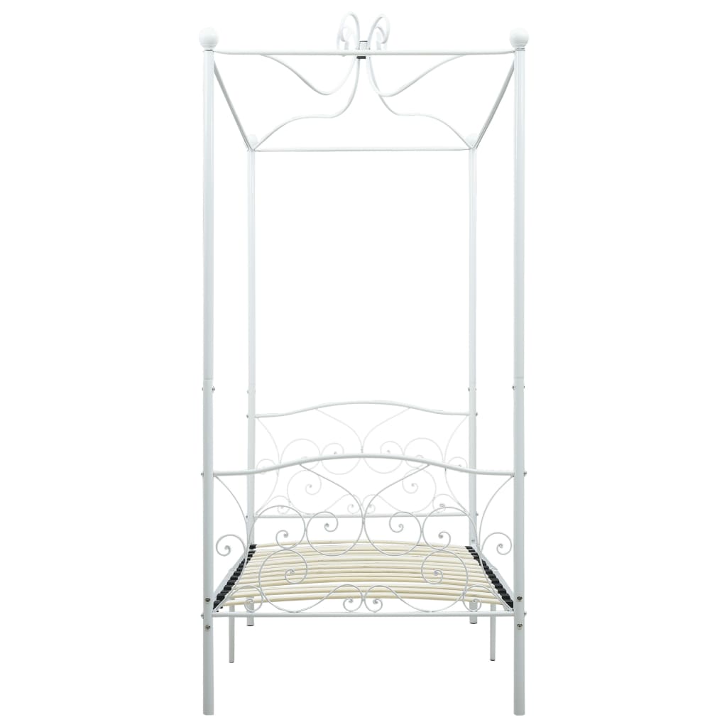 Cadre de lit à baldaquin sans matelas blanc métal 90x200 cm - XIOS