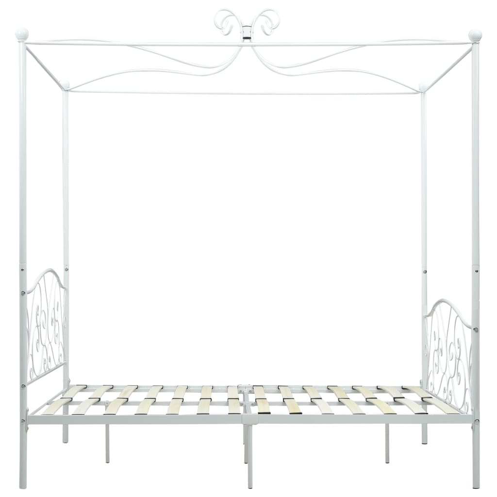 Cadre de lit sans matelas avec baldaquin blanc 140x200 cm métal - XIOS