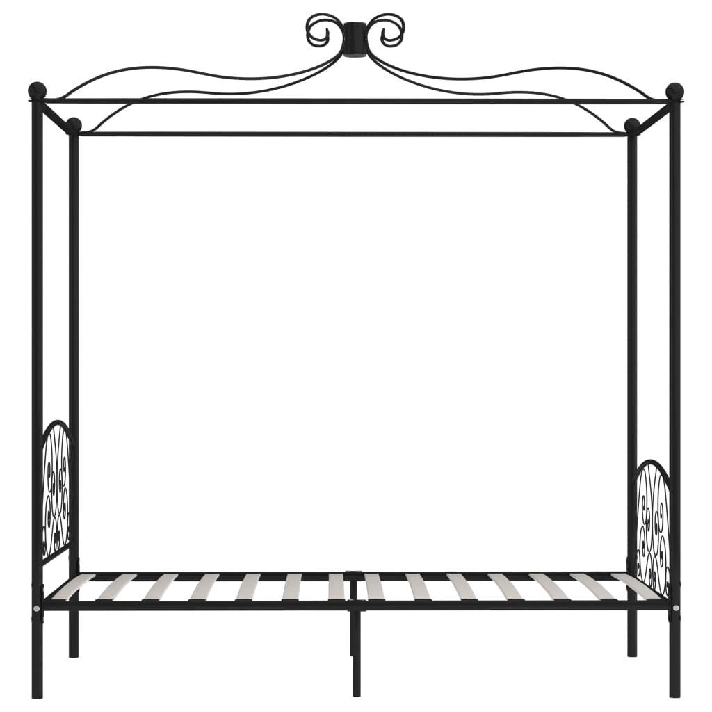 Cadre de lit à baldaquin sans matelas noir métal 90x200 cm