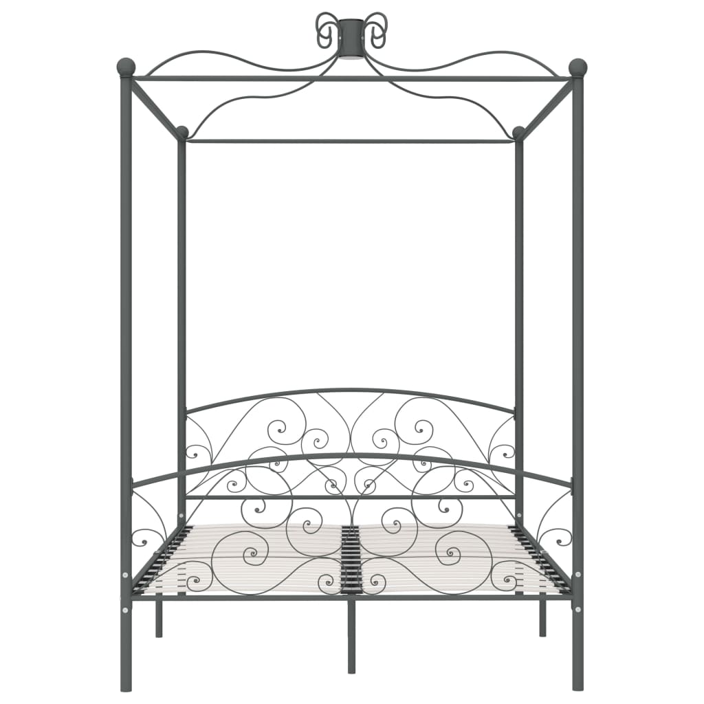 Cadre de lit à baldaquin sans matelas gris métal 140x200 cm - XIOS