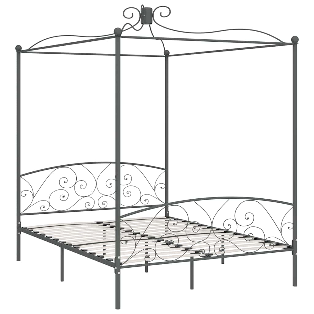 Cadre de lit à baldaquin sans matelas gris métal 180x200 cm - XIOS