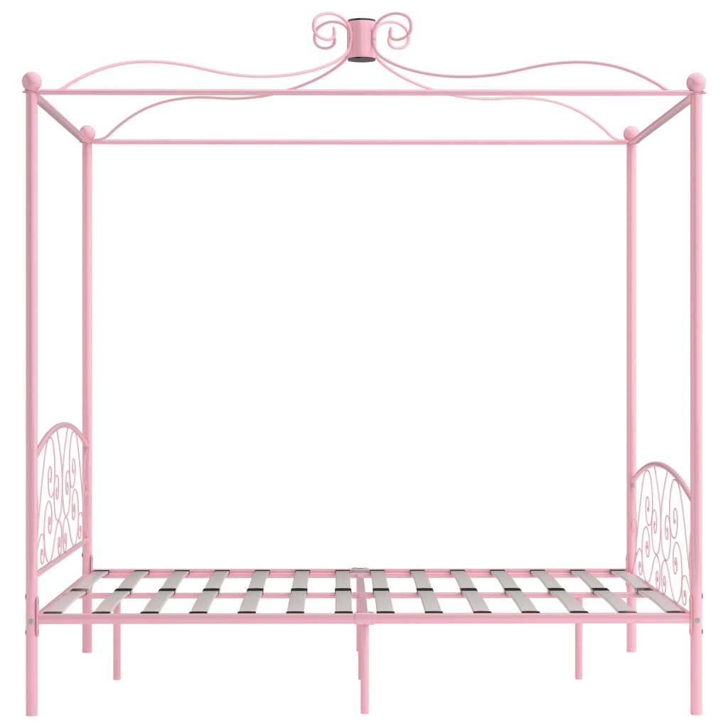Cadre de lit à baldaquin sans matelas rose métal 120x200 cm - XIOS