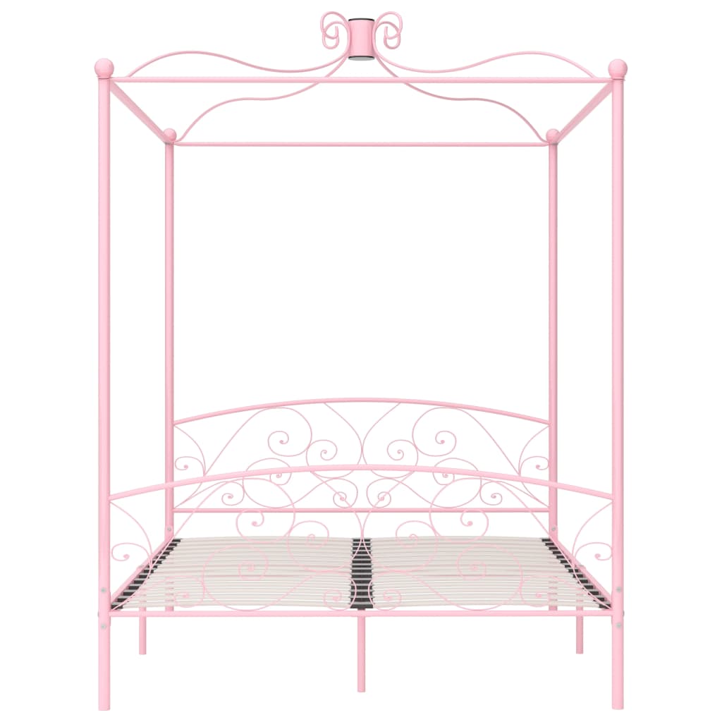 Cadre de lit à baldaquin sans matelas rose métal 180x200 cm - XIOS