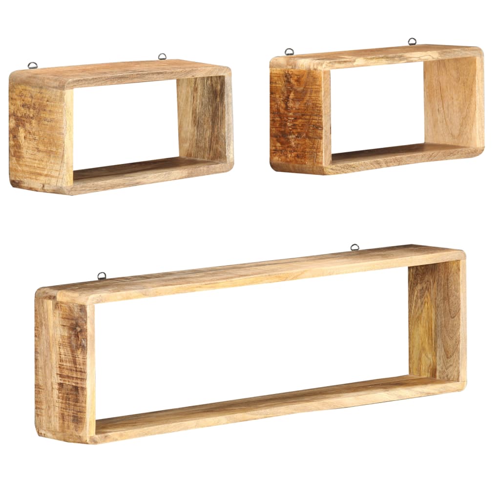 Ensemble d'étagère cube 3 pcs bois solide de manguier - XIOS
