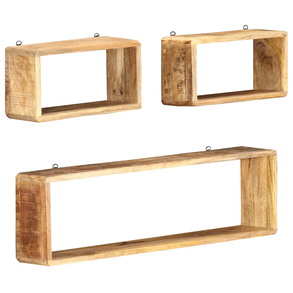 Ensemble d'étagère cube 3 pcs bois solide de manguier - XIOS