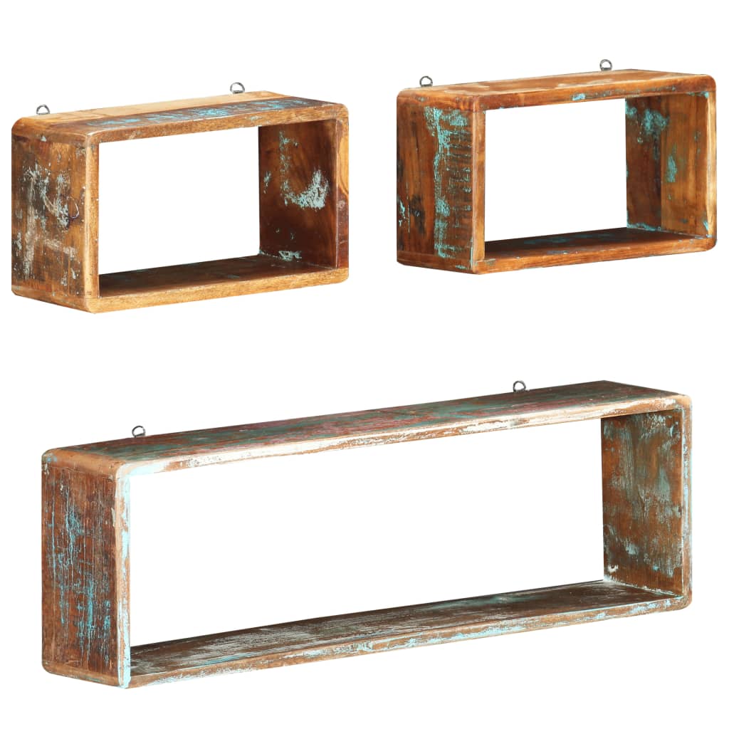 Ensemble d'étagère cube 3 pcs Bois solide de récupération - XIOS