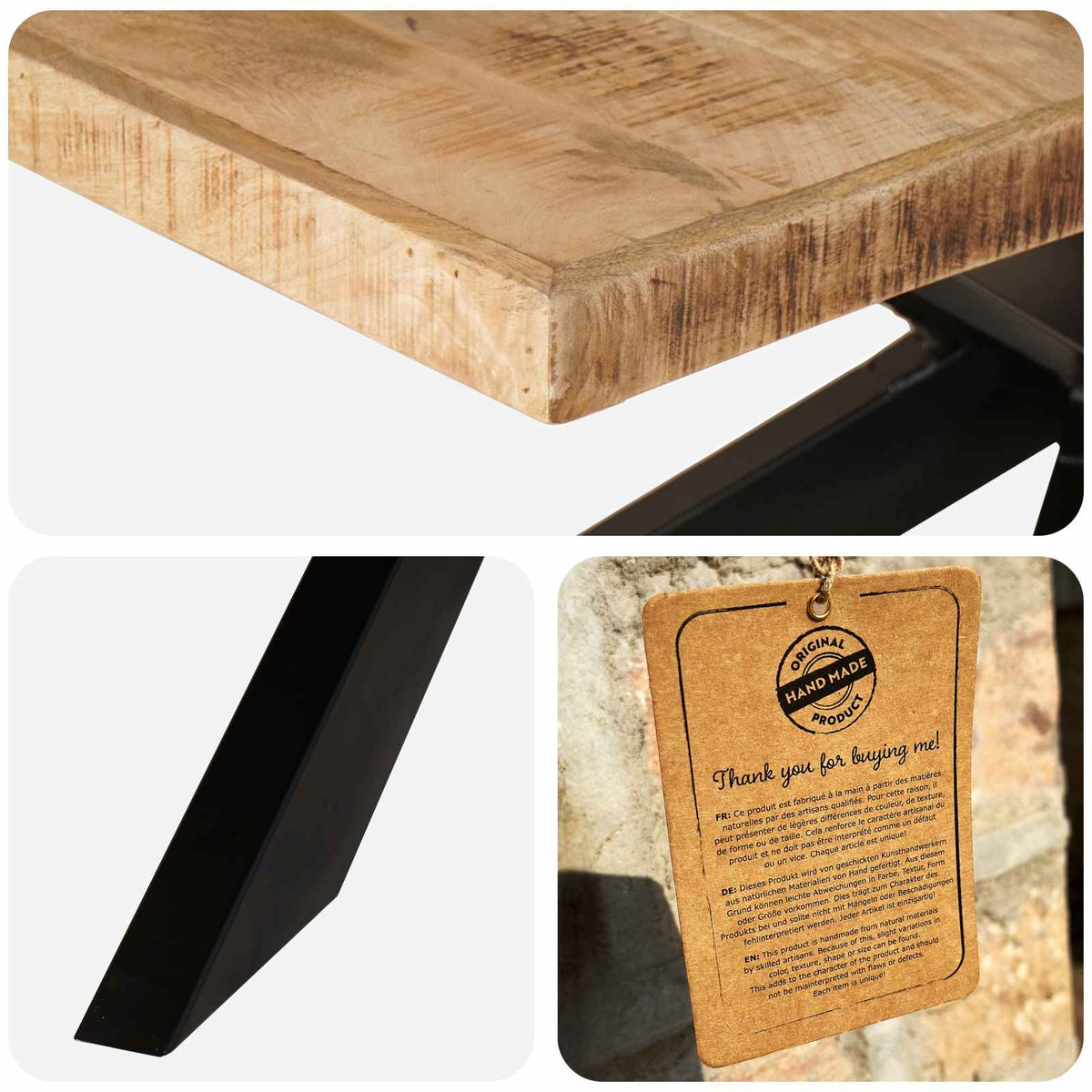 Table à dîner 180x90x76 cm Bois de manguier brut solide